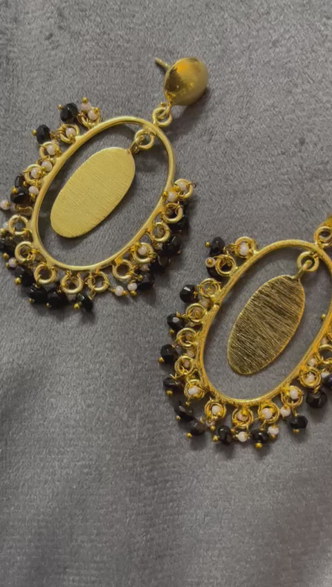 JaipurWala Natural  Black onex and Pearl Gemstone Earring For Women 0015