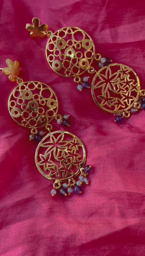 JaipurWala Natural Aquamarine & Amethyst Gemstone Earrings for Women | Birthstone for women | earrings for women